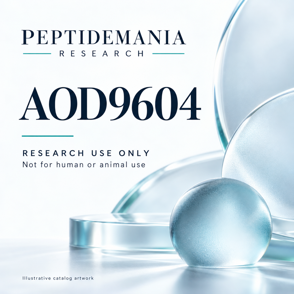 AOD9604 illustrative catalog artwork. Research use only; not for human or animal use.