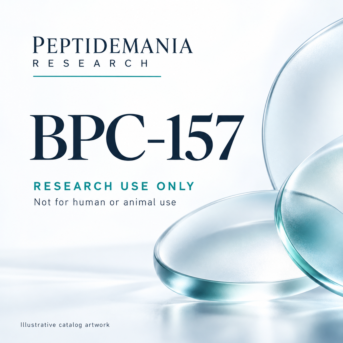BPC-157 illustrative catalog artwork. Research use only; not for human or animal use.