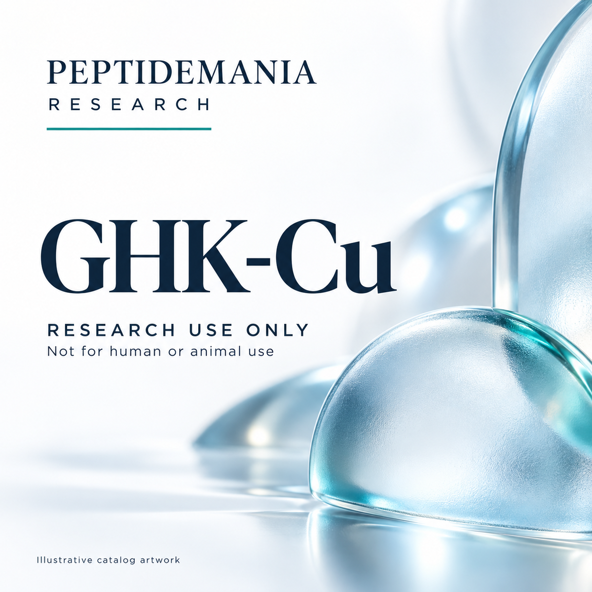 GHK-Cu illustrative catalog artwork. Research use only; not for human or animal use.
