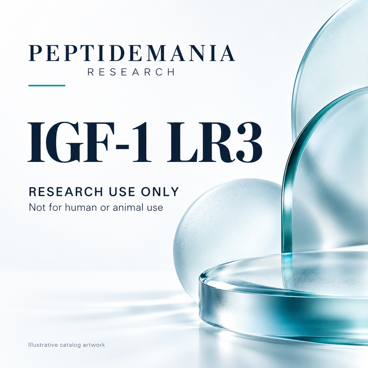 IGF-1 LR3 illustrative catalog artwork. Research use only; not for human or animal use.