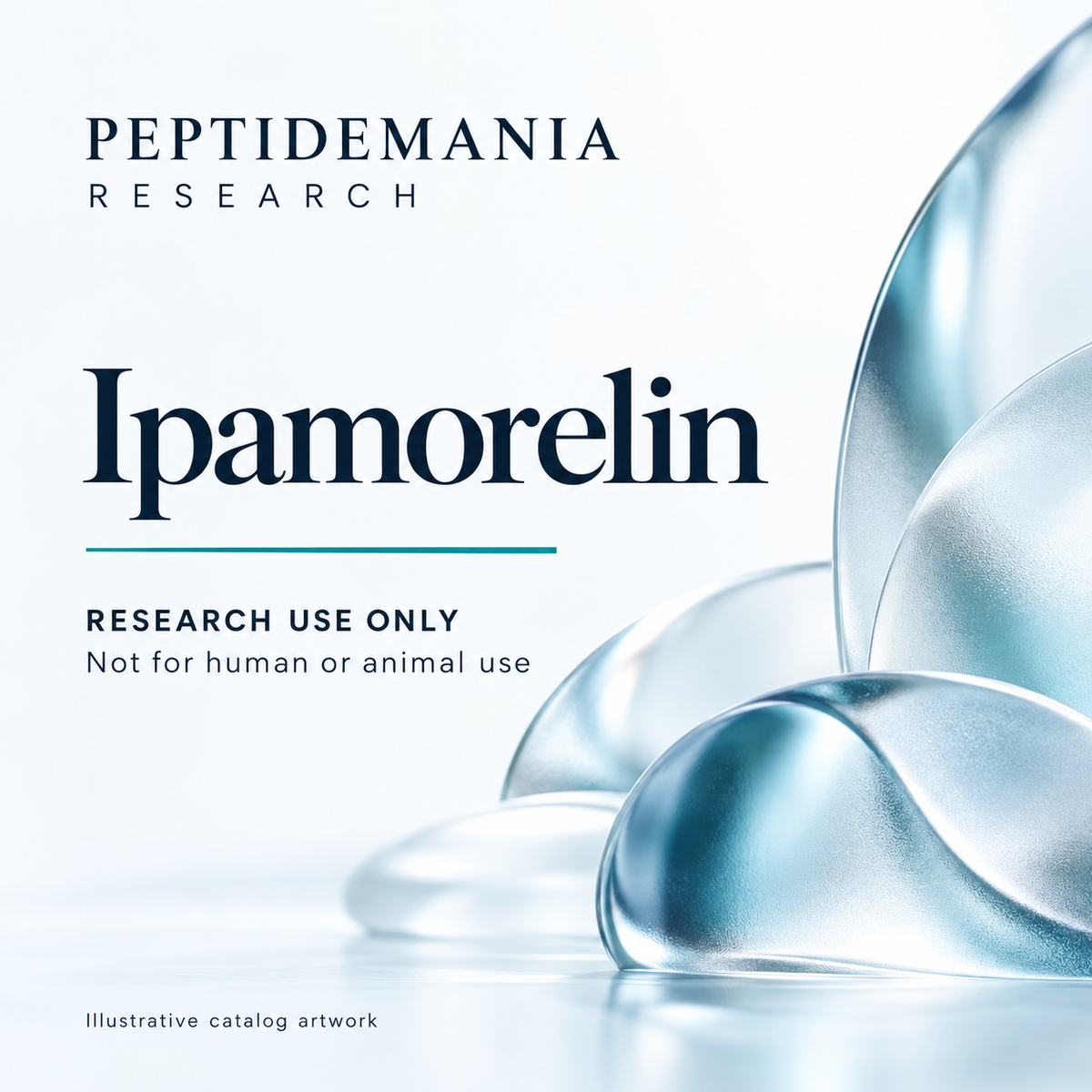 Ipamorelin illustrative catalog artwork. Research use only; not for human or animal use.