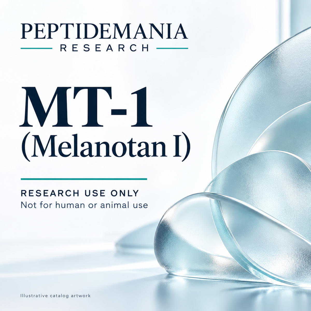 MT-1 Melanotan I illustrative catalog artwork. Research use only; not for human or animal use.